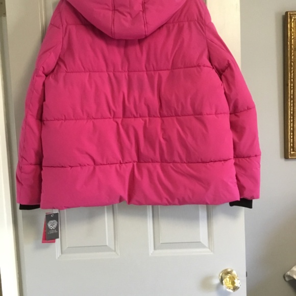 Vince Camuto Women Cozy Water Resistant Puffer Jacket Hooded Magenta Pink XL NWT - Picture 3 of 7